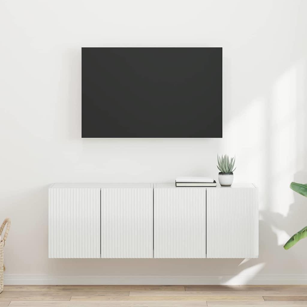 TV vægskab Vægmonteret 2 stk Høj gloss hvid 59,5 x 31 x 40 cm billede