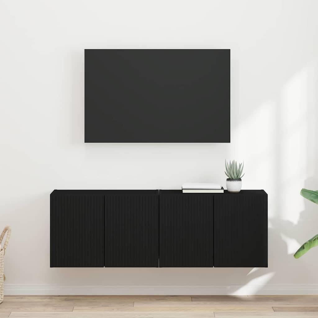 TV vægskab 2 stk Sort 59,5 x 31 x 40 cm Konstrueret træ billede