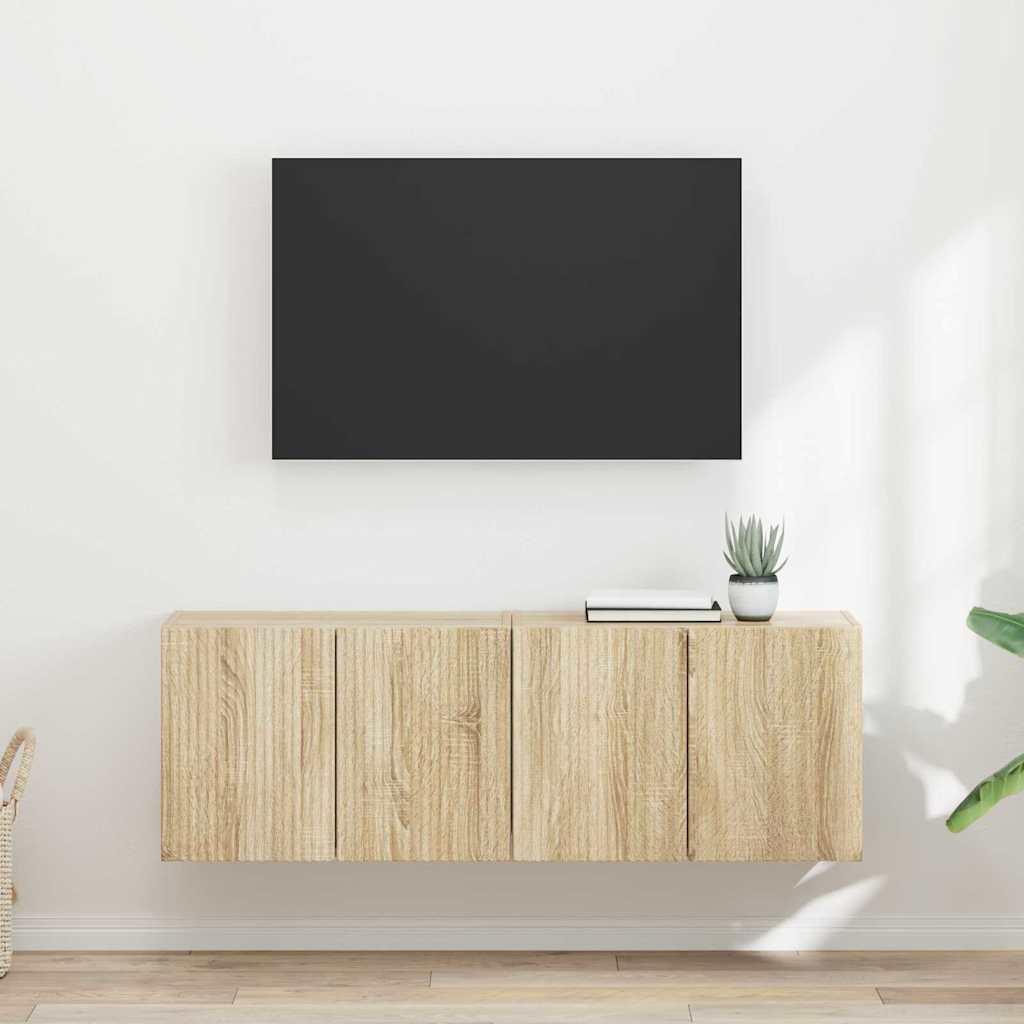 TV vægskab 2 stk Sonoma eg 59,5 x 31 x 40 cm Konstrueret træ billede
