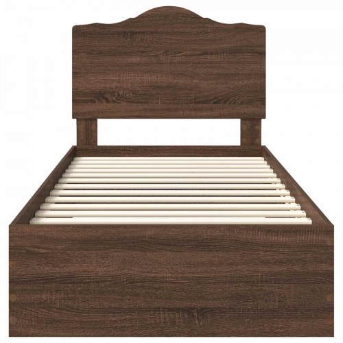 Sengestel med opbevaring brun eg 70 x 190 cm