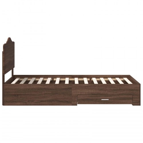 Sengestel med opbevaring brun eg 70 x 190 cm
