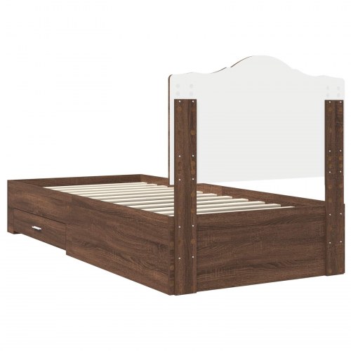 Sengestel med opbevaring brun eg 70 x 190 cm