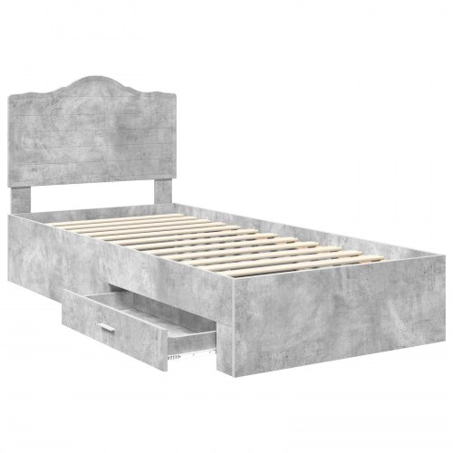 Sengestel med opbevaring i beton grå 70 x 190 cm