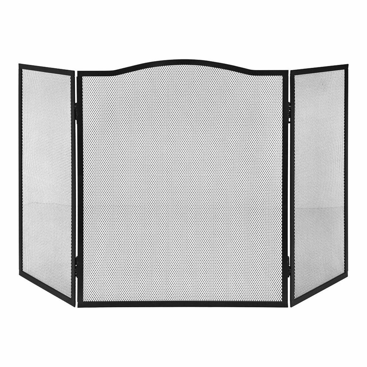 Gnistfang til pejs EDM - sort, foldbar 101 × 0,5 × 61 cm