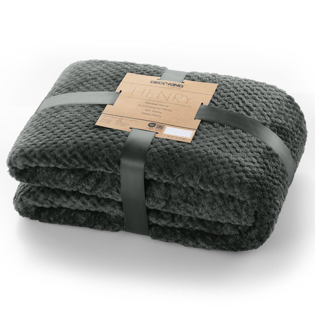 Plaid/tæppe DecoKing Henry - grafit, jacquard, 150×200 cm billede