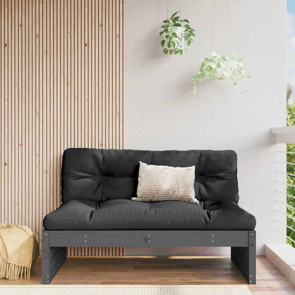 Midtermodul til sofa 120x80 cm massivt fyrretræ grå billede