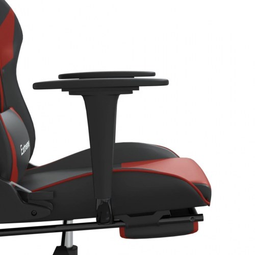 Gamingstol med massage og fodstøtte i kunstlæder - sort/vinrød