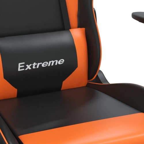 Gamingstol med massage og fodstøtte i kunstlæder - sort/orange