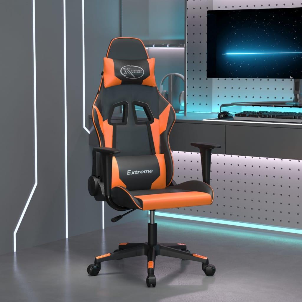 Gamingstol kunstlæder sort og orange billede