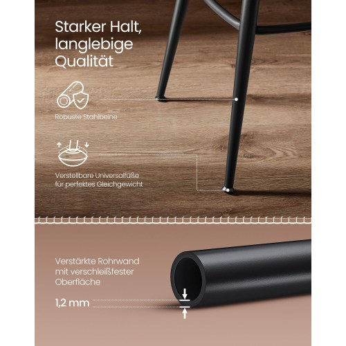 Barstole med ryglæn 2-pak EKHO, drejbare, kunstlæder, karamelbrun, 76 cm