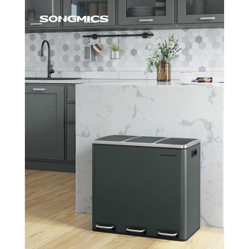 Skraldespand til affaldssortering 3 x 18 l pedal, soft-close, antracitgrå