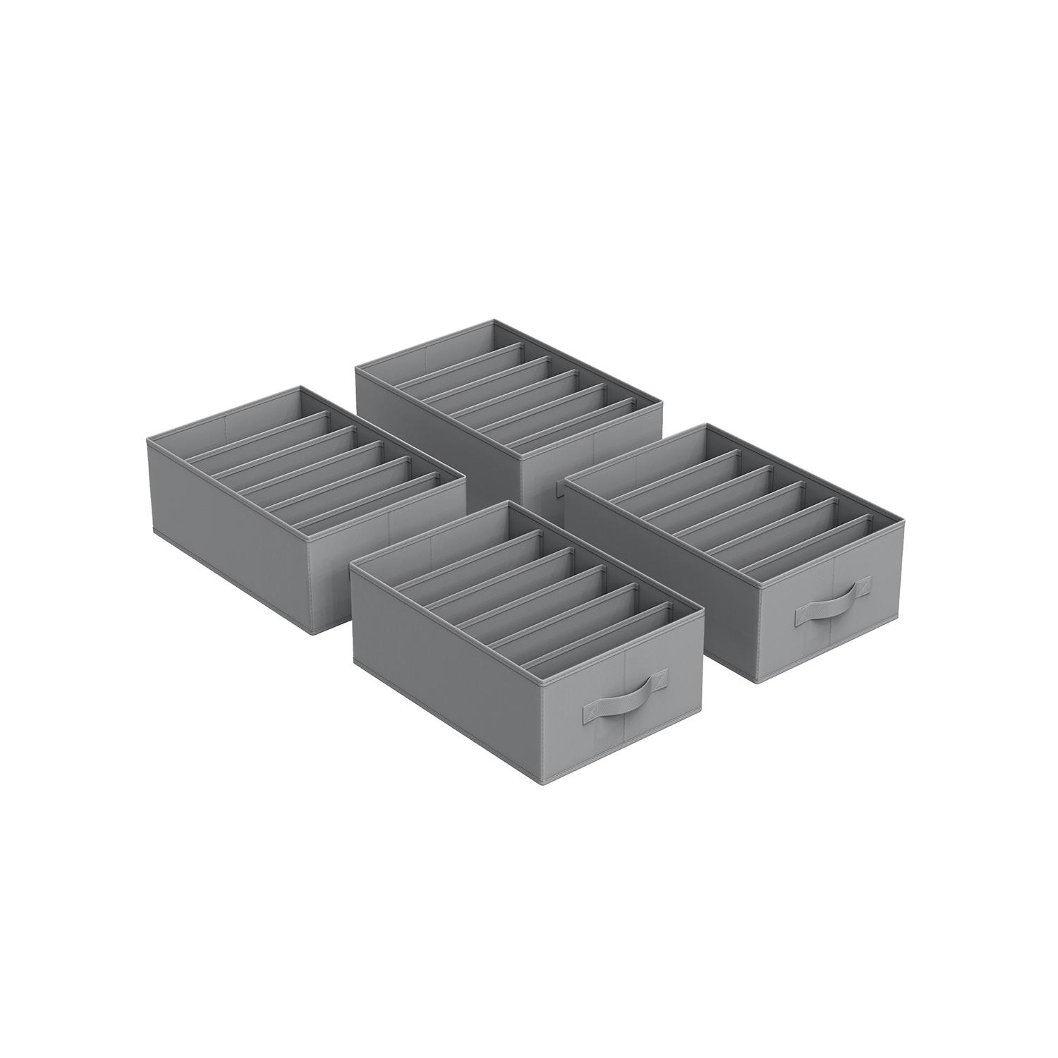 Skuffeorganisator til tøj 4-pak 6 rum, foldbar, duegrå, 42 × 30 × 17 cm