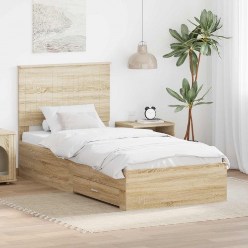 Sengestel med skuffer Sonoma eg 90 x 190 cm