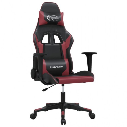 Gamingstol med massagefunktion i kunstlæder - sort/vinrød