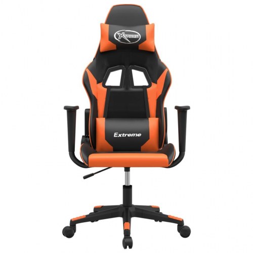 Gamingstol med massagefunktion i kunstlæder - sort og orange