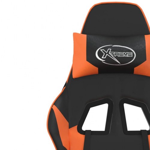 Gamingstol med massagefunktion i kunstlæder - sort og orange
