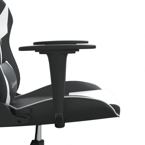 Gamingstol med massagefunktion i kunstlæder - sort og hvid