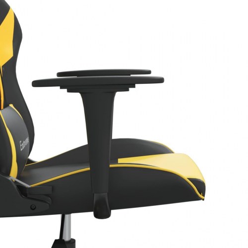 Gamingstol med massagefunktion i kunstlæder - sort/guld