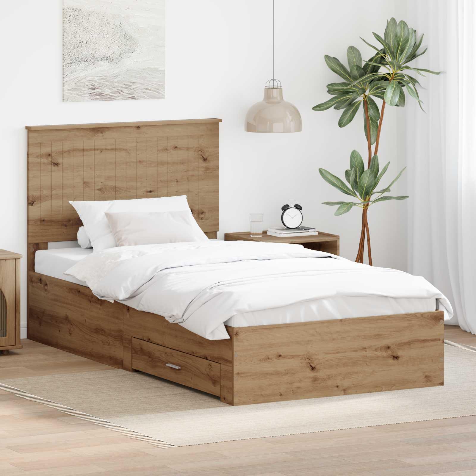 Sengestel Artisan Egetræ 100 x 200 cm Konstrueret træ billede