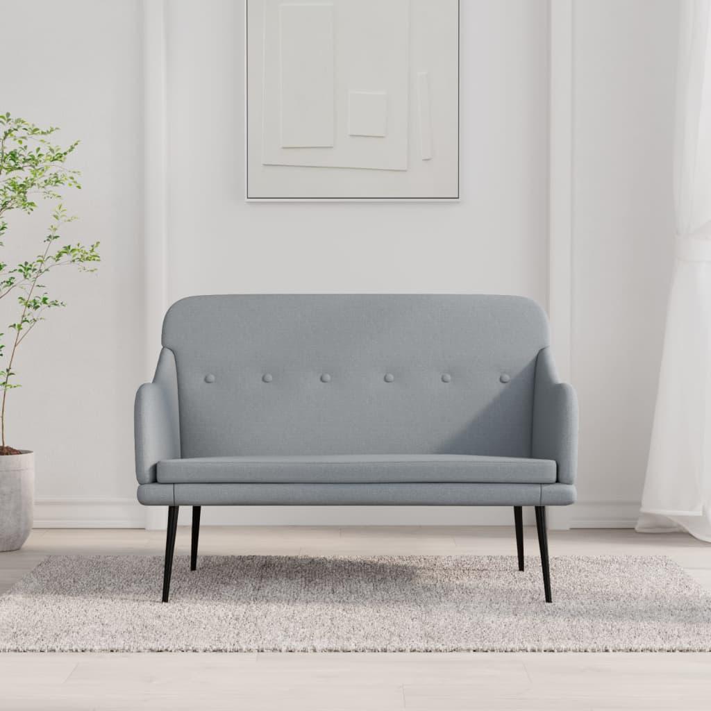 Bænk med armlæn 110 x 76 x 80 cm stof - lysegrå