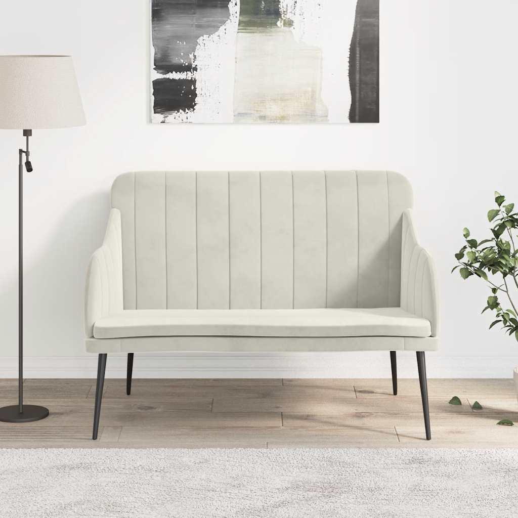 Bænk 110x76x80 cm velour cremefarvet billede