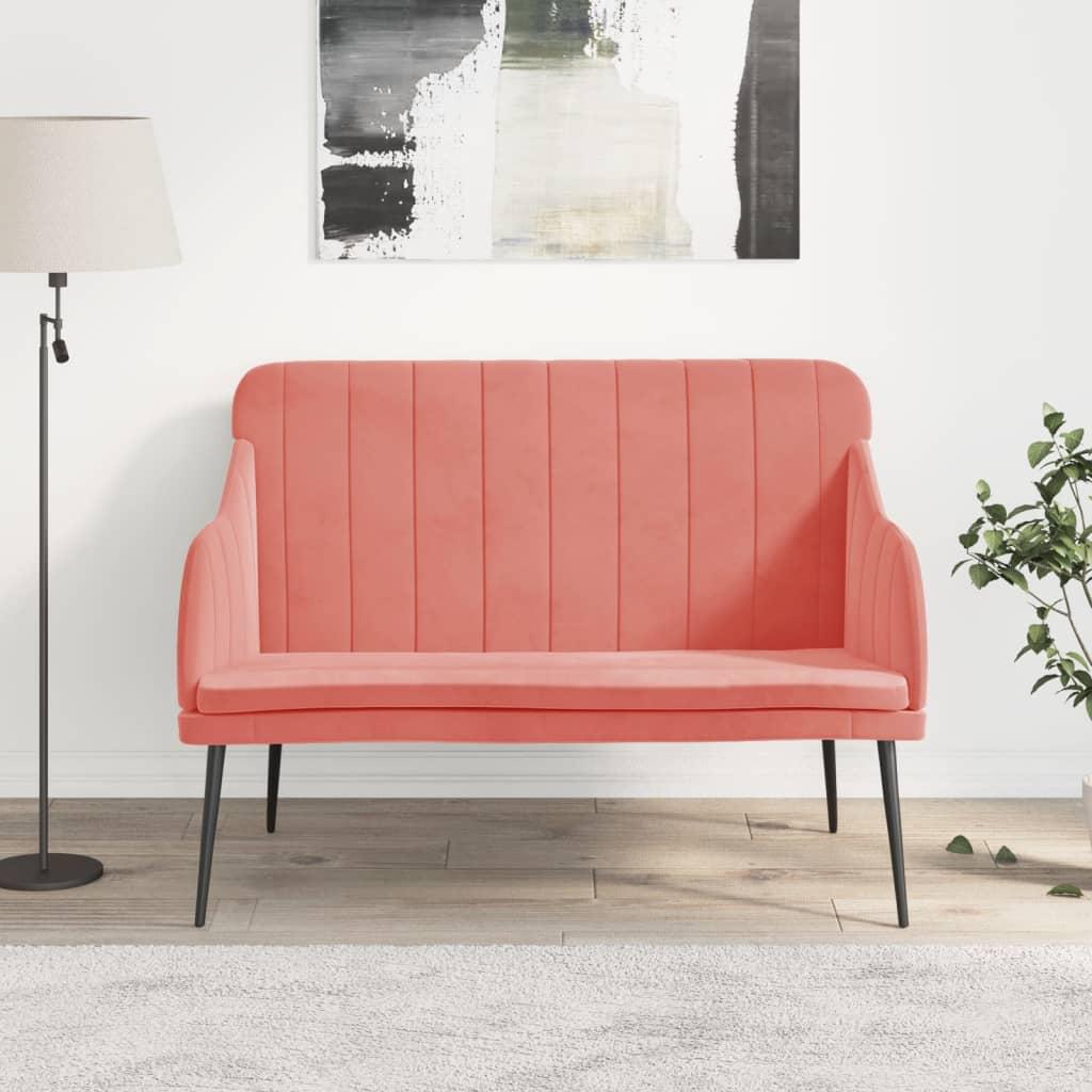 Bænk 110x76x80 cm velour Lyserød billede
