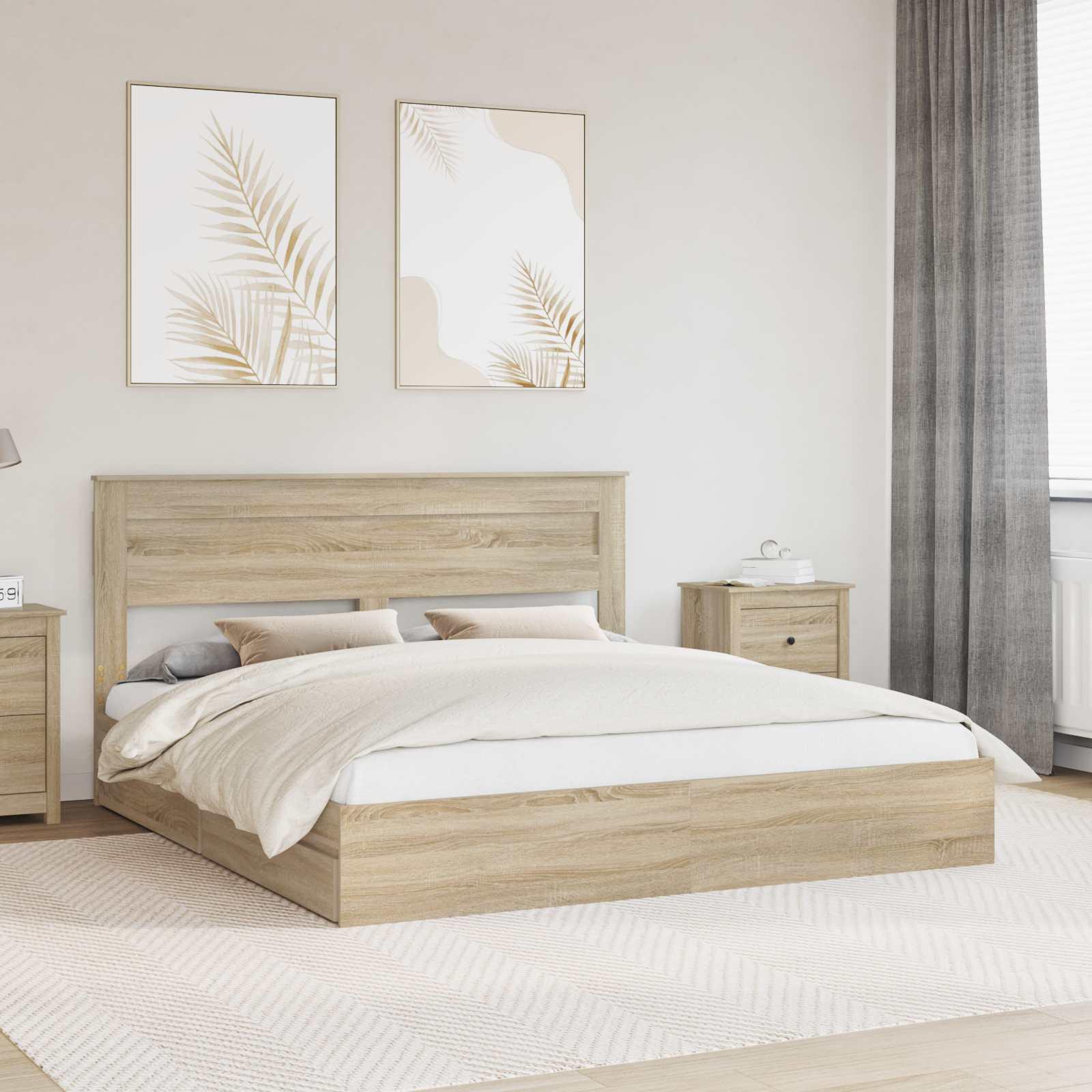 Opbevaringsseng Sonoma eg 180 x 200 cm Konstrueret træ billede