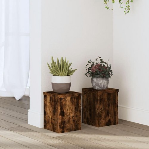 Plantestativer sæt af 2 - 15×15×20 cm i konstrueret træ, røget eg