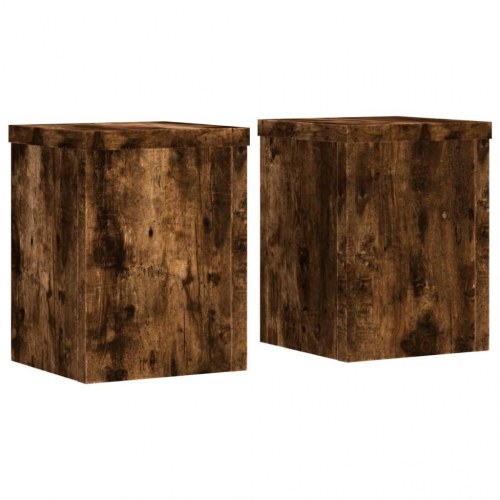 Plantestativer sæt af 2 - 15×15×20 cm i konstrueret træ, røget eg