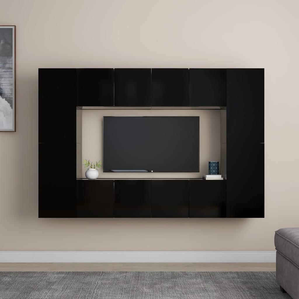 Tv-skabe 8 dele spånplade sort