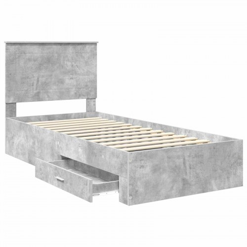Sengestel med opbevaring 90 x 200 cm - beton grå