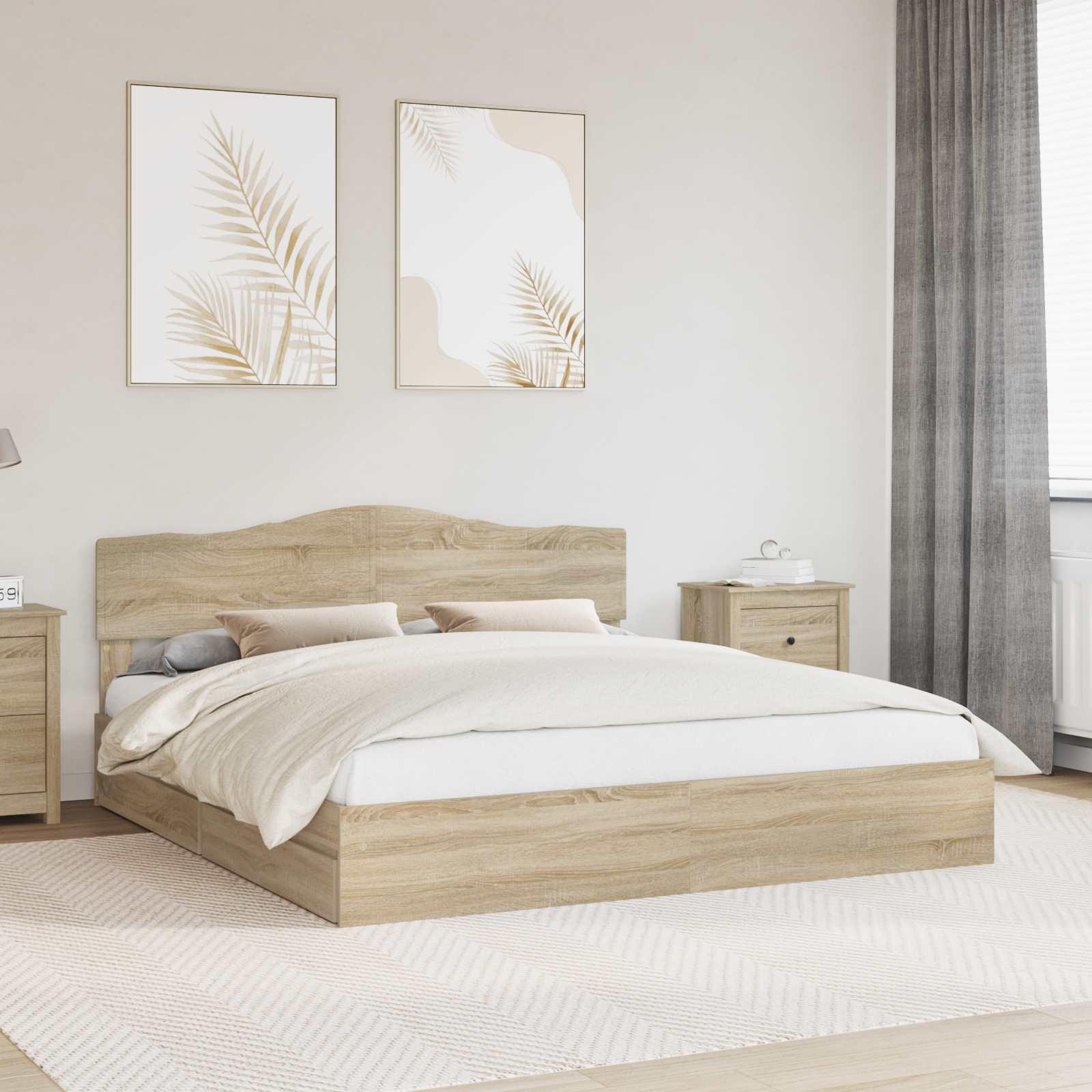 Opbevaringsseng Sonoma eg 180 x 200 cm Konstrueret træ billede
