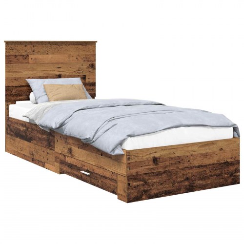 Sengestel med skuffe 90 x 190 cm - gammelt træ