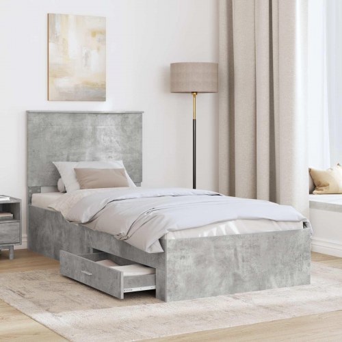 Sengestel med opbevaring 90 x 190 cm - beton grå
