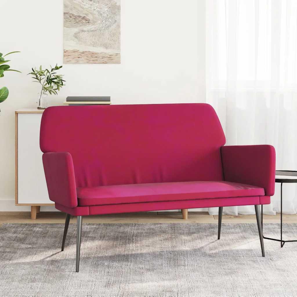 Bænk 108x79x79 cm velour vinrød billede