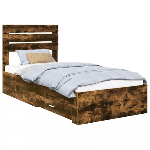 Sengestel med skuffe 90 x 190 cm - røget eg