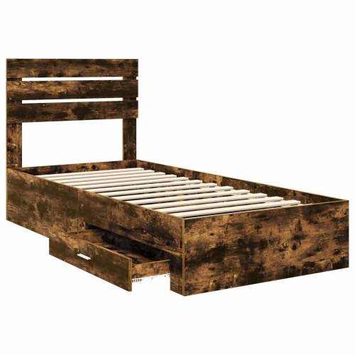 Sengestel med skuffe 90 x 190 cm - røget eg