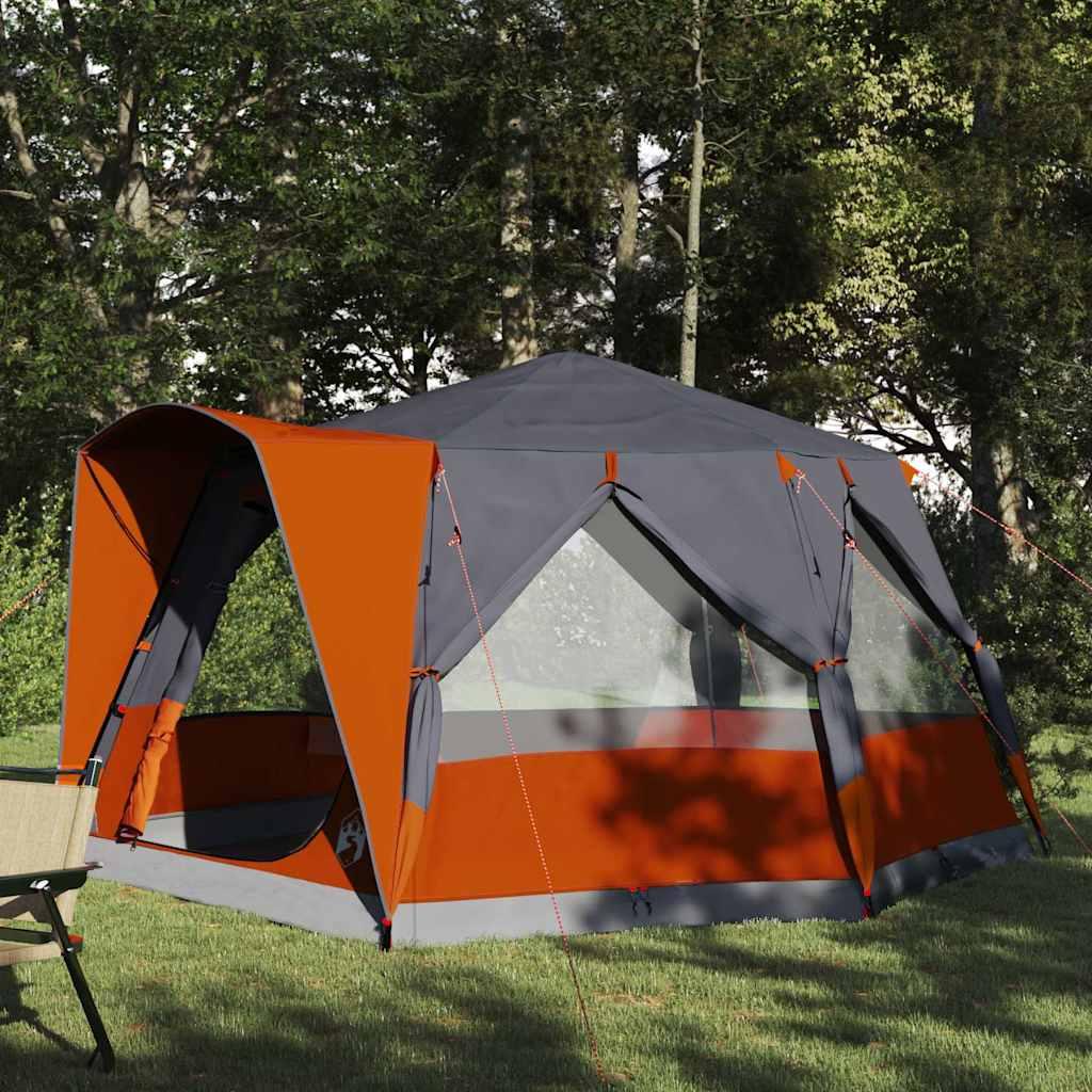 Hyttetelt med tag Grå og orange 333 x 317 x 194 cm billede