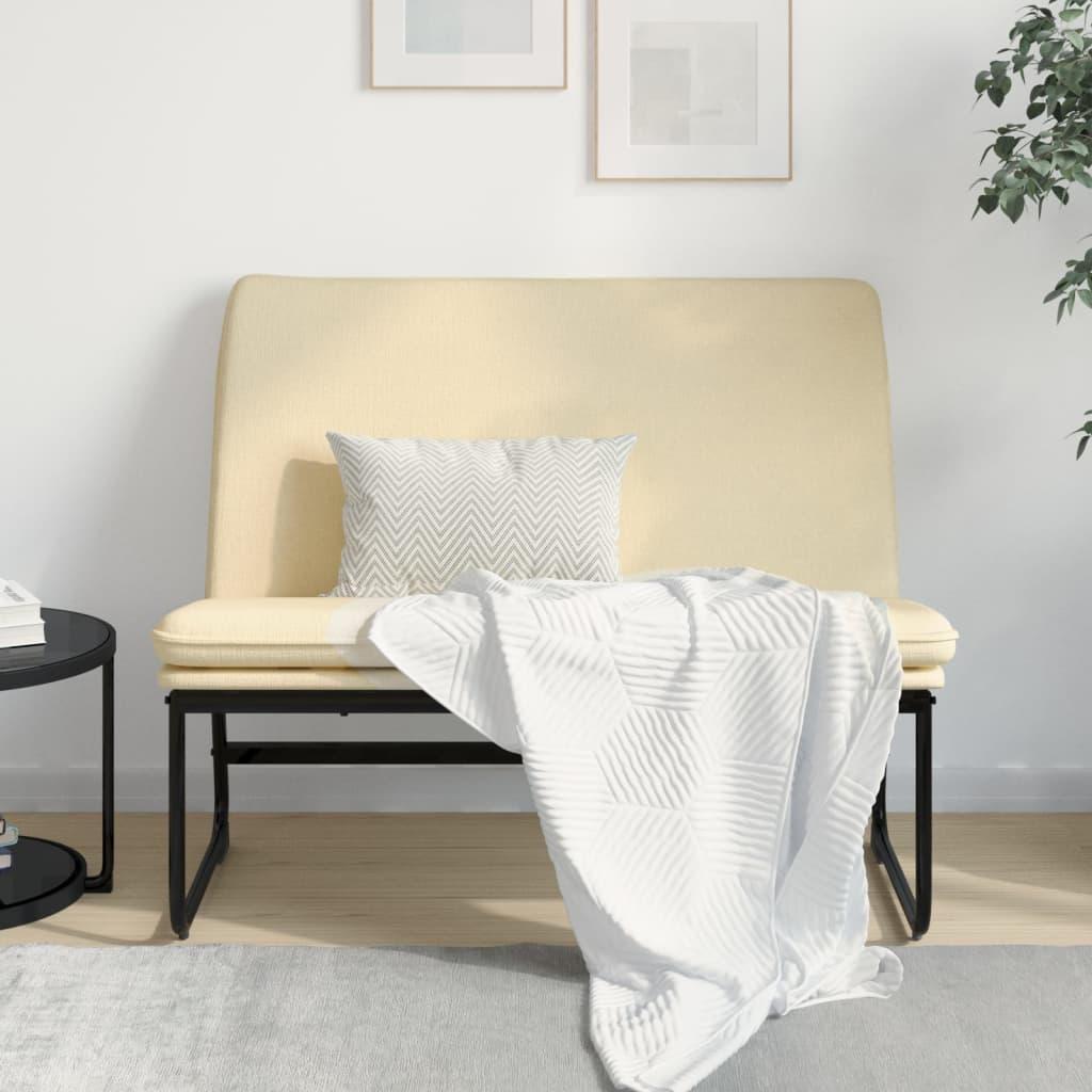 Bænk 100x75x76 cm stof cremefarvet billede