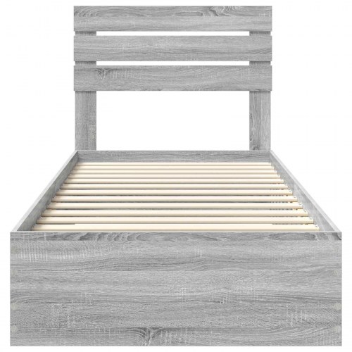 Sengestel med opbevaring 90 x 200 cm - grå sonoma