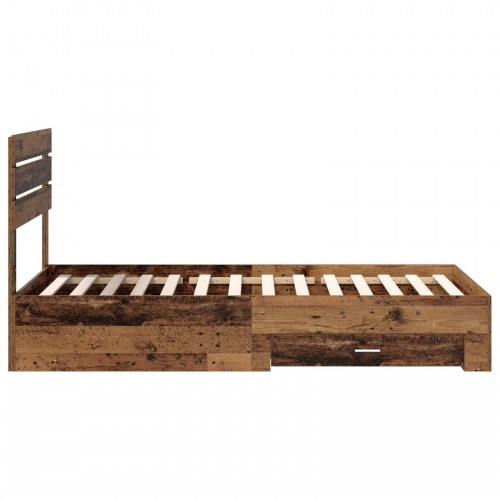 Sengestel med opbevaring - gammelt træ 100 x 200 cm