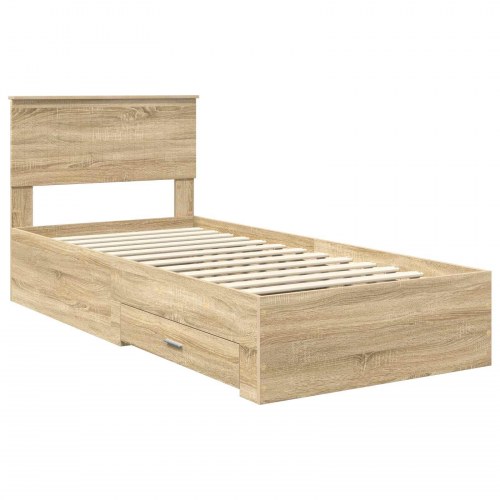 Sengestel med skuffeopbevaring - Sonoma-eg 90 x 200 cm