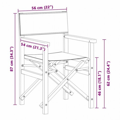Folding Directors Stol Grå 56 x 54 x 87 cm Massiv Teaktræ