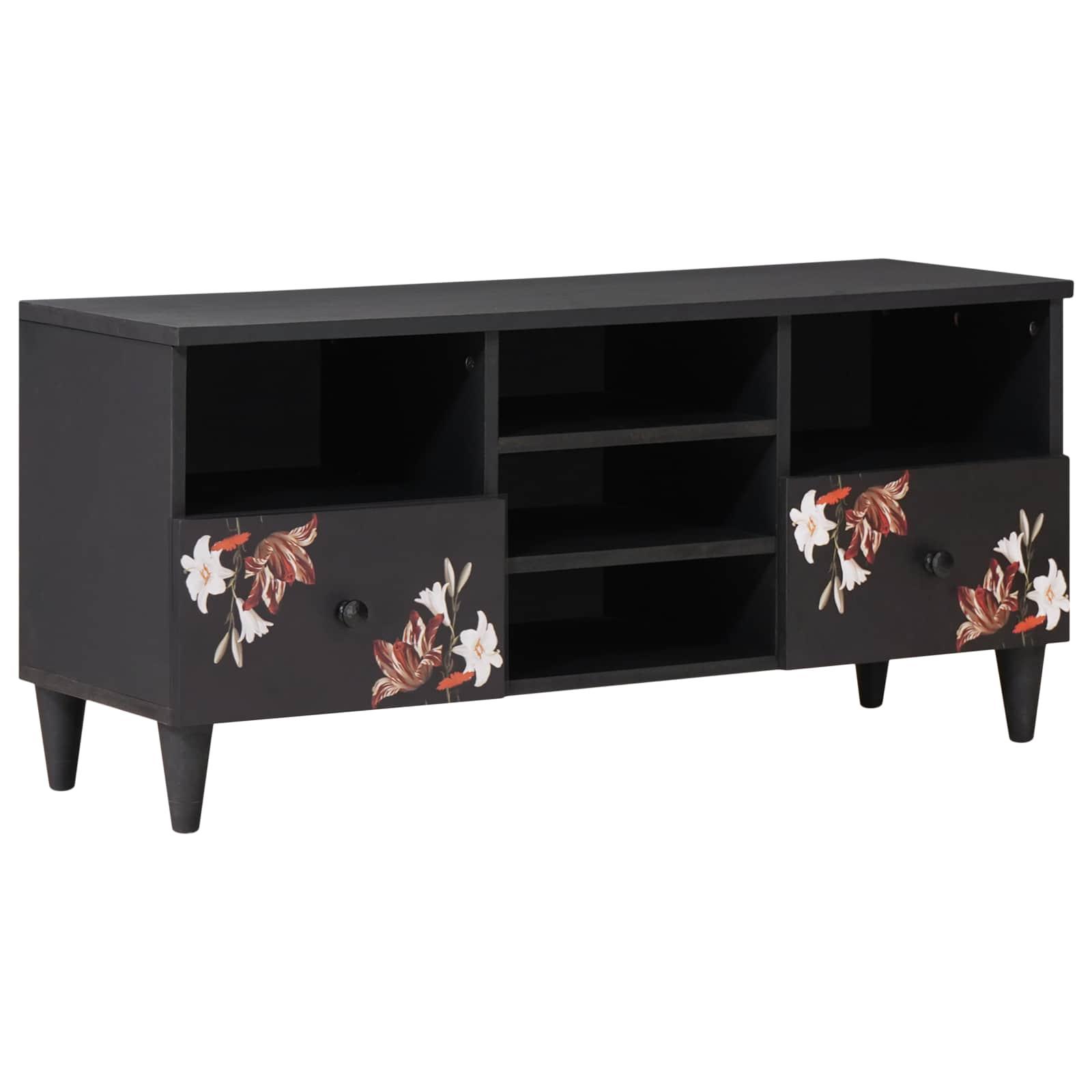TV-bord i massivt mangotræ - flerfarvet 100 × 33,5 × 46 cm billede