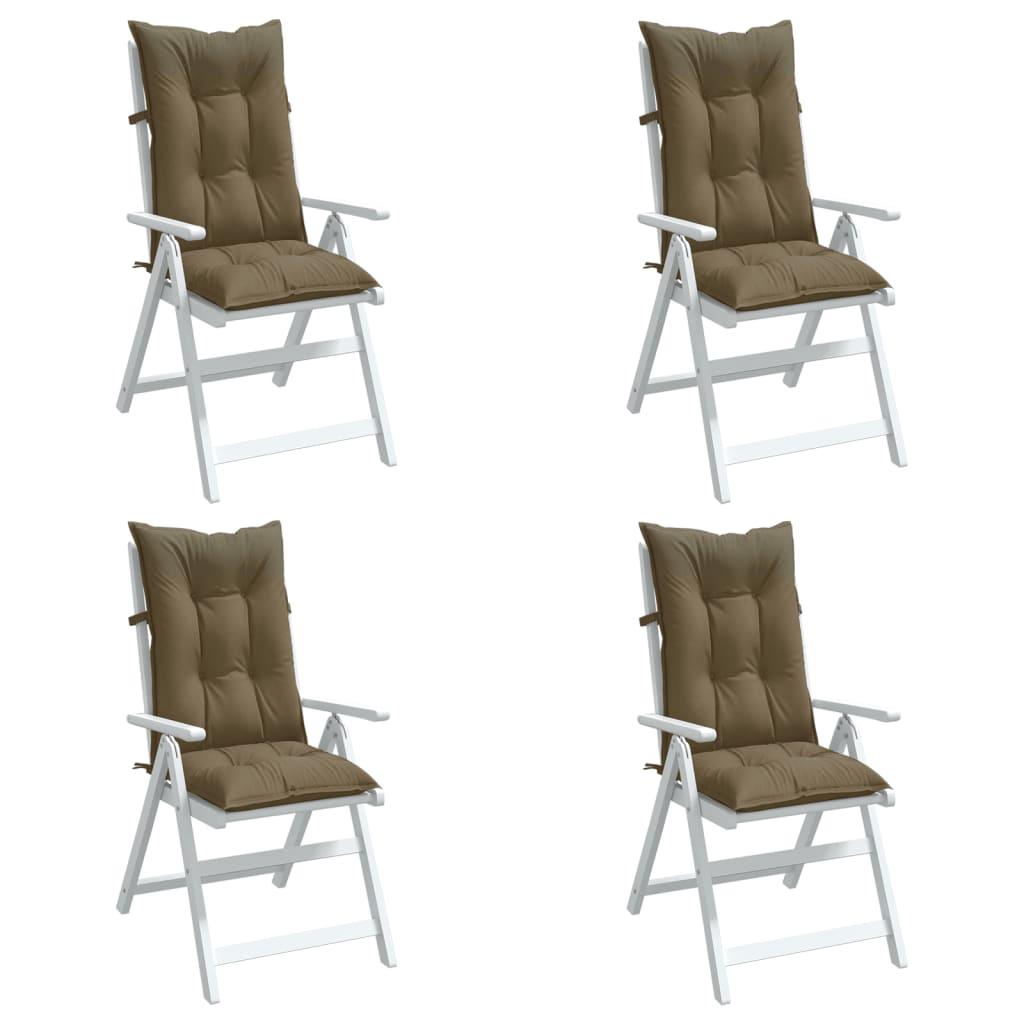 Stolehynder med høj ryg 4 stk. 120x50x7 cm stof gråbrun billede