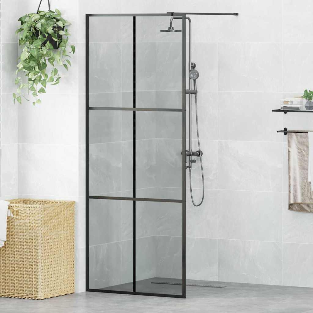 Walk-in brusevæg Sort 80 x 195 cm hærdet glas billede