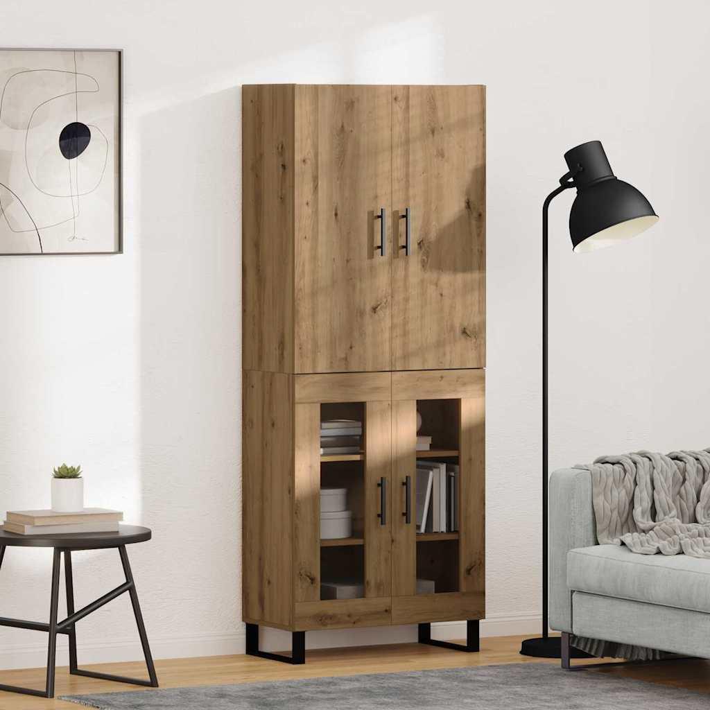Highboard 2 stk Artisan Egetræ Ingeniørtræ og glas billede