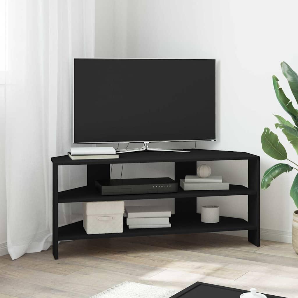 HjørneTVskab Sort 102x40,5x45cm Konstrueret træ billede