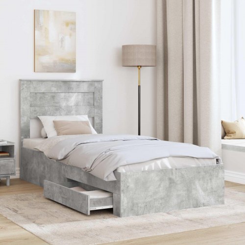 Sengestel med opbevaring 100 x 200 cm - beton grå