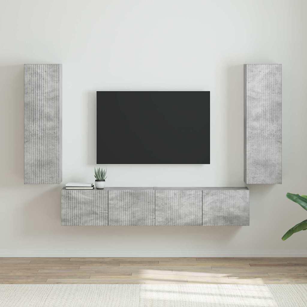 TV vægskab 2 stk Beton 30 x 31 x 100 cm Konstrueret træ billede